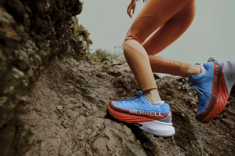 Merrell Agility Peak 5 Women's Trail Running Shoe in Tahoe/Tangerine-6